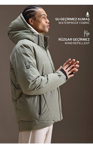 Defactofit Usb Isıtıcılı  Su İtici Rüzgar Geçirmez Kapüşonlu Fermuarlı Kışlık Kayak Montu