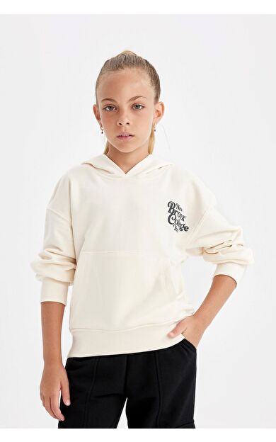 DeFacto DeFactoFit Kız Çocuk Kapüşonlu Okul Sweatshirt C7764A824AUER134