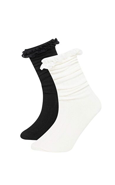 DeFacto Kız Çocuk 2'li Pamuklu Uzun Çorap C8069A8NSKR1