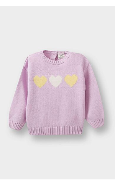 DeFacto Kız Bebek Regular Fit Bisiklet Yaka Romantik Baskılı Kazak
