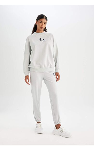 DeFacto DeFactoFit NBA Los Angeles Lakers Oversize Fit Çift Cepli Standart Boy Jogger Eşofman Altı