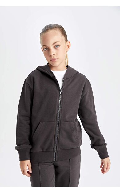 DeFacto DeFactoFit Kız Çocuk Basic Kapüşonlu Hırka C8110A824AUAR227