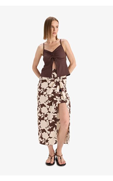 DeFacto A Form Çiçekli Normal Bel Viskon Maxi Etek