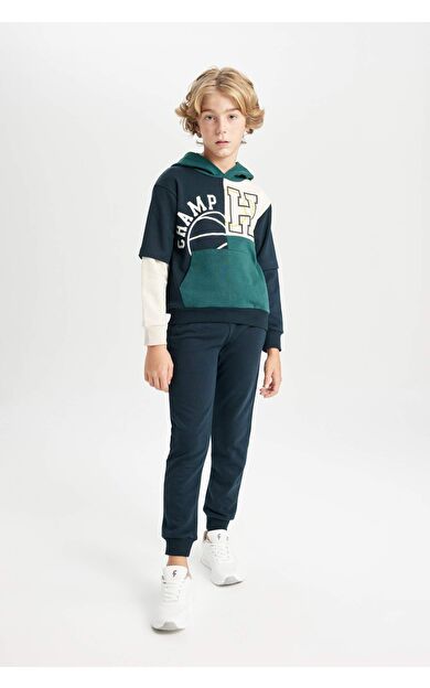 DeFacto Erkek Çocuk Baskılı Kapüşonlu Sweatshirt Eşofman Altı 2'li Takım C8318A824AUNV82