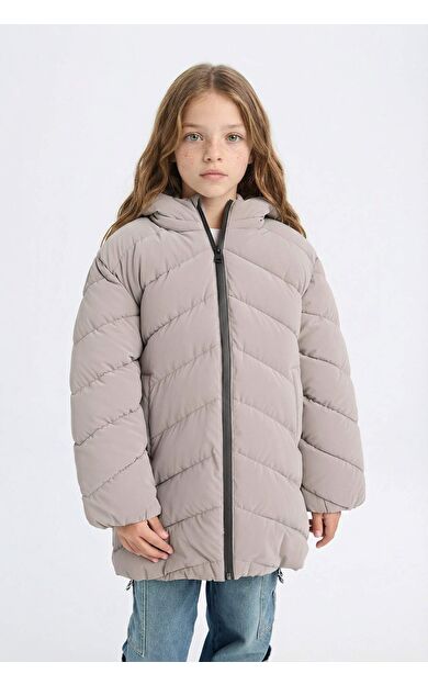 DeFacto Kız Çocuk Su İtici Kapüşonlu Parka C8520A824AUGR304