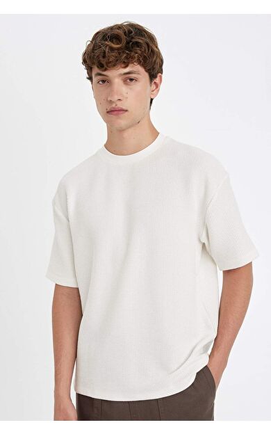 DeFacto Boxy Fit Bisiklet Yaka Kısa Kollu Tişört C8724AX24AUER105