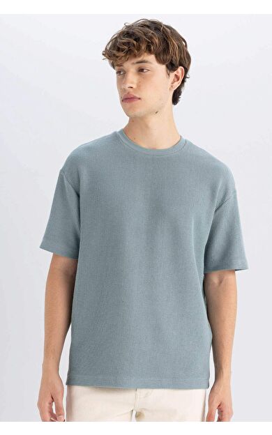 DeFacto Boxy Fit Bisiklet Yaka Kısa Kollu Tişört C8724AX24AUGN1175