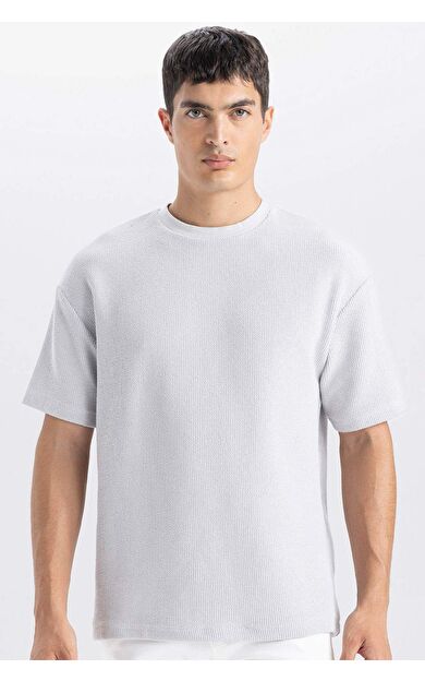 DeFacto Boxy Fit Bisiklet Yaka Kısa Kollu Tişört C8724AX24AUGR184