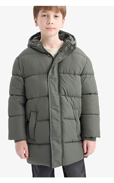 Erkek Çocuk Su İtici Kapüşonlu Fermuarlı Parka C8782A825WNKH493
