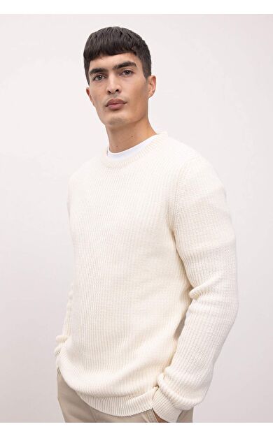 DeFactoFit Standart Fit Bisiklet Yaka Selanik Kumaş Kazak C8814AX24WNER139