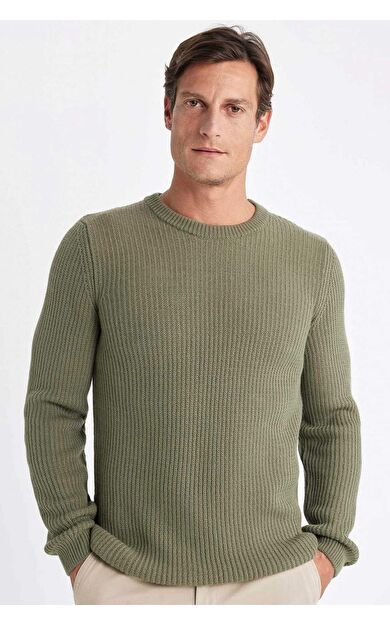 DeFactoFit Standart Fit Bisiklet Yaka Selanik Kumaş Kazak C8814AX24WNKH381