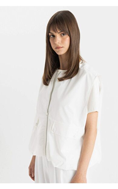 DeFactoFit Poplin Fermuarlı Yelek