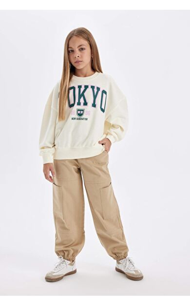 DeFacto Kız Çocuk Paraşüt Kargo Pamuklu Pantolon C8843A824AUBG203