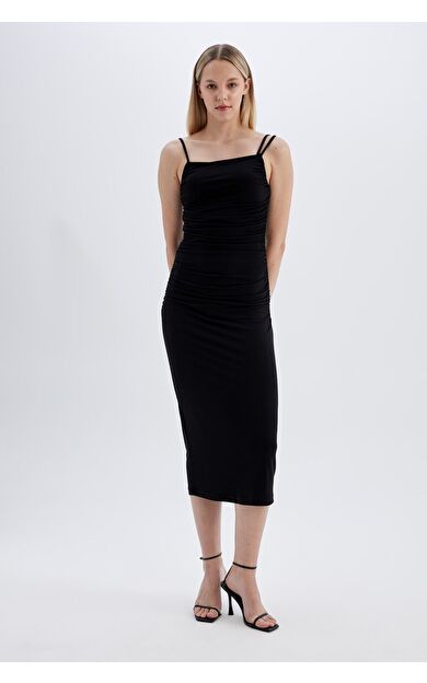 DeFacto Bodycon Askılı Midi Elbise