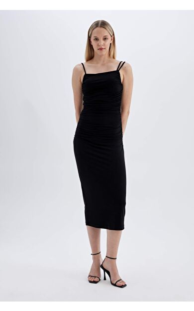 DeFacto Bodycon Askılı Midi Elbise