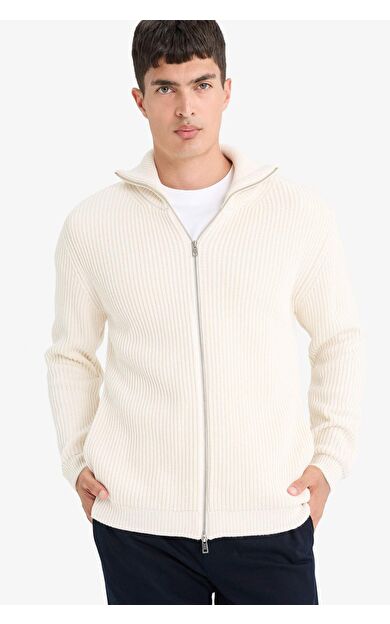 DeFacto Standart Fit Dik Yaka Fermuarlı Triko Hırka C9014AX25AUER139