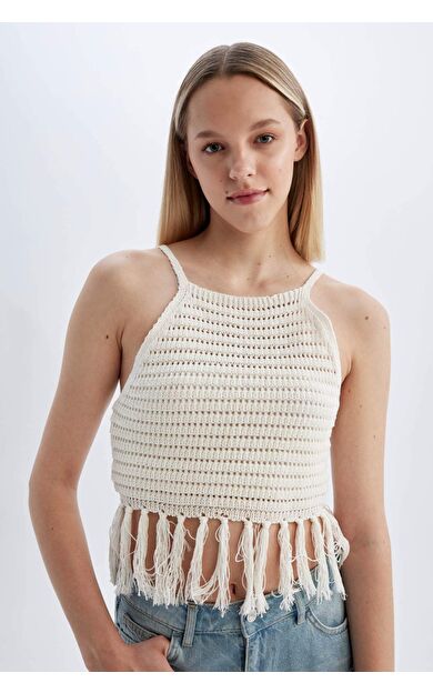 DeFactoFit Fitted Kroşe Halter Yaka Atlet