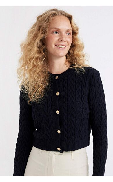 DeFacto Regular Fit Bisiklet Yaka Hırka C9044AX24WNNV131