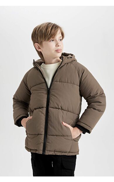 DeFacto Erkek Çocuk Su İtici Kapüşonlu Polar Astarlı Mont