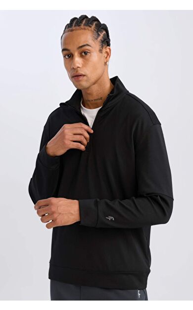 DeFacto DeFactoFit Standart Fit Dik Yaka Sporcu Sweatshirt C9172AX24AUBK81