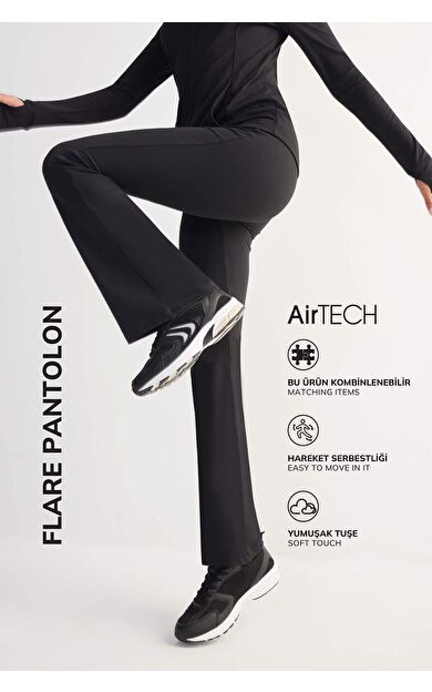 DeFactoFit Flare Fit Beli Saran İspanyol Paça Standart Boy Sporcu Eşofman Altı C9192AX25SPBK81