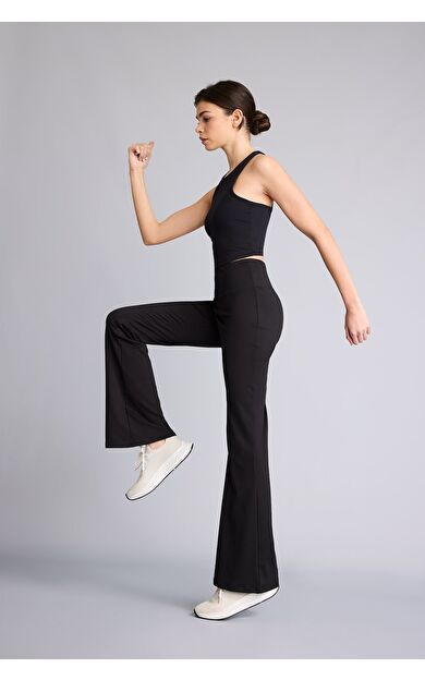 DeFacto Flare Fit Beli Saran İspanyol Paça Standart Boy Sporcu Pantolon
