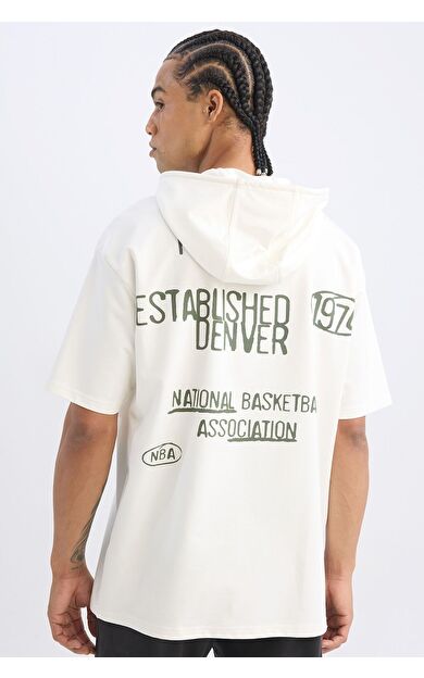 DeFacto DeFactoFit NBA Denver Nuggets Oversize Fit Kapüşonlu Tişört