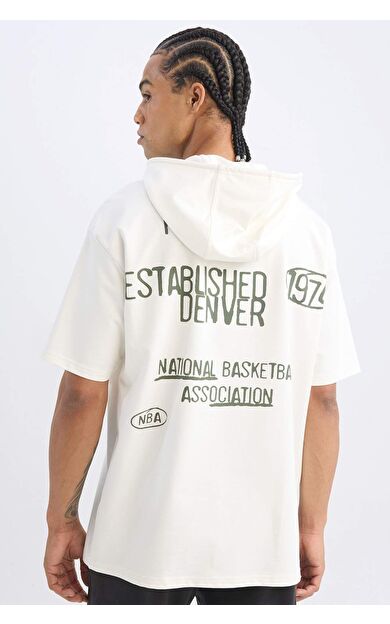 DeFacto DeFactoFit NBA Denver Nuggets Oversize Fit Kapüşonlu Tişört