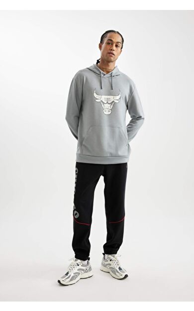 DeFacto DeFactoFit NBA Chicago Bulls Standart Fit Cepli Düz Paça Jogger Eşofman Altı