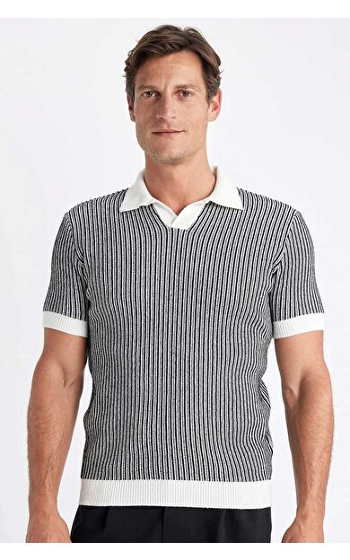 DeFacto Standart Fit Kısa Kollu Triko Polo Tişört C9321AX24SMBK81
