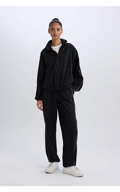 DeFacto DeFactoFit Wide Leg Geniş Paça Cepli Dokuma Pantolon C9414AX25SPBK81