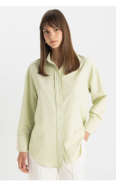 DeFacto Relax Fit Poplin Uzun Kollu Gömlek Tunik C9430AX24SMGN718