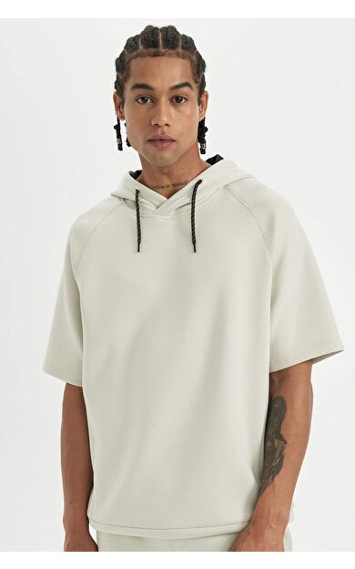 DeFactoFit Standart Fit Kapüşonlu Sporcu Skuba Dalgıç Kumaş Tişört C9496AX24AUBG721