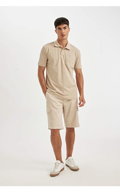 Regular Fit Tensel Kargo Cepli Bermuda Şort