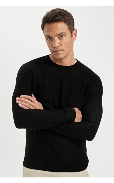 DeFactoFit Standart Fit Bisiklet Yaka Kazak C9618AX24AUBK27