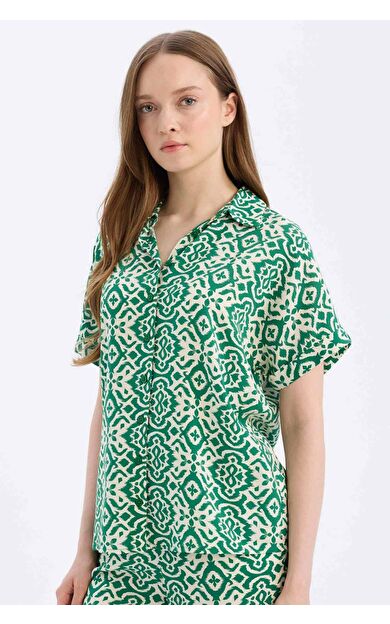 DeFacto Regular Fit Desenli Kısa Kollu Gömlek C9621AX25SPGN751