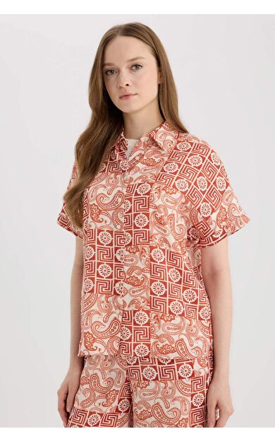 DeFacto Regular Fit Desenli Kısa Kollu Gömlek C9621AX25SPOG269