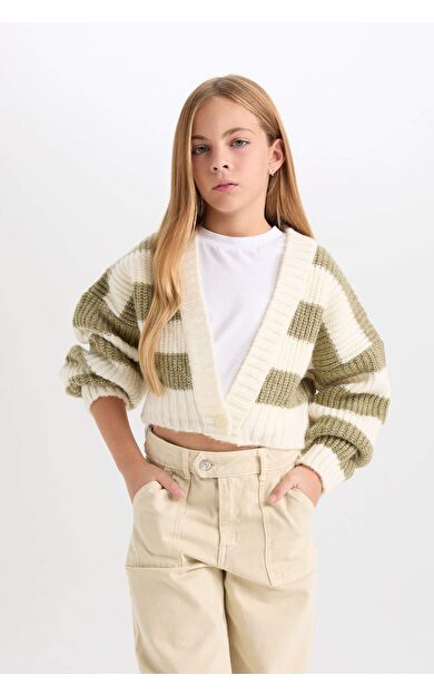 DeFacto Kız Çocuk V Yaka Hırka C9662A824WNBG588