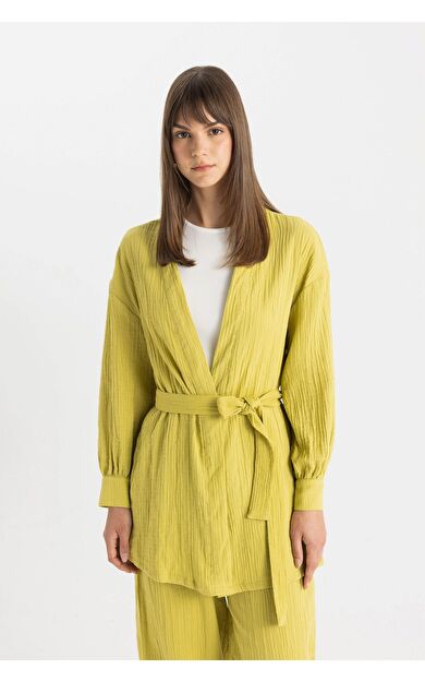 DeFacto DeFactoFit Relax Fit V Yaka Müslin Kimono