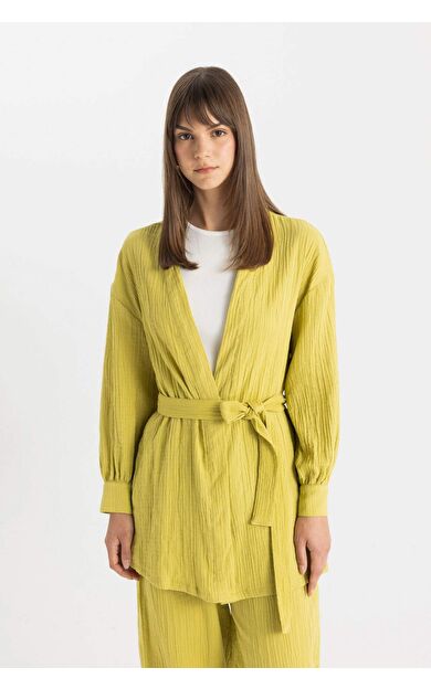 DeFactoFit Relax Fit V Yaka Müslin Kimono