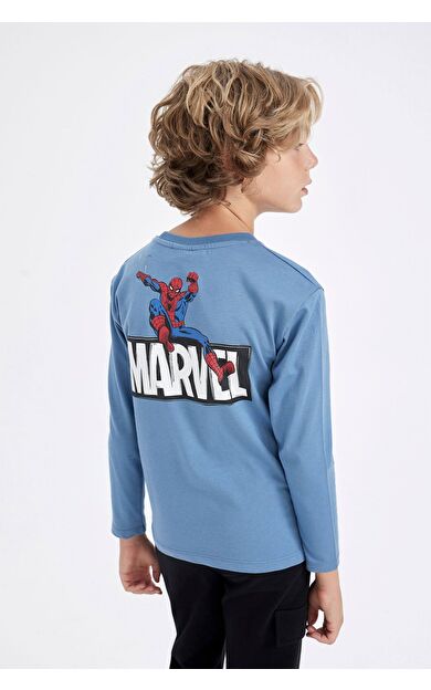 DeFacto DeFactoFit Erkek Çocuk Marvel Comics Bisiklet Yaka Uzun Kollu Tişört C9736A824AUBE88
