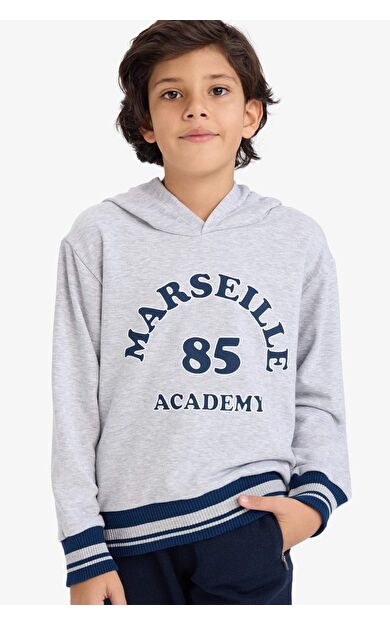 DeFacto DeFactoFit Erkek Çocuk Baskılı Kapüşonlu Kalın Sweatshirt C9788A824AUGR210