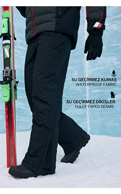 Regular Fit Fermuarlı Su Geçirmez Kayak Pantolonu
