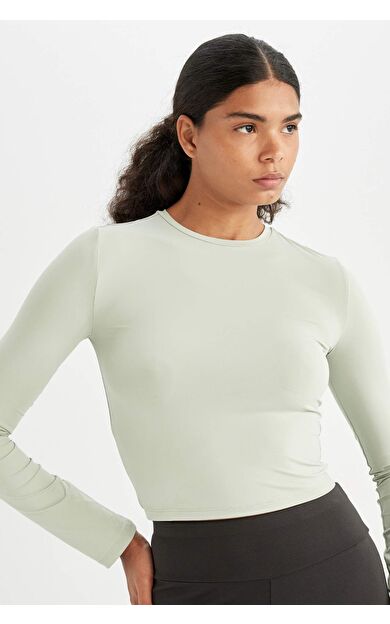 DeFacto Fitted Bisiklet Yaka Uzun Kollu Tişört D0199AX24AUGN1123