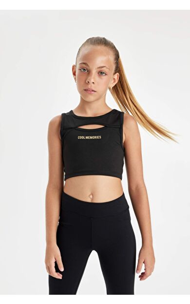 DeFactoFit Kız Çocuk Bisiklet Yaka Baskılı Atlet D0312A824AUBK81