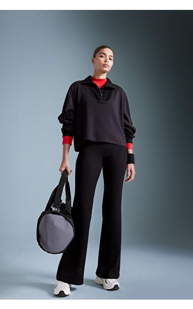 DeFacto DeFactoFit Flare Fit İspanyol Paça Standart Boy Modal Pantolon D0389AX24AUBK81