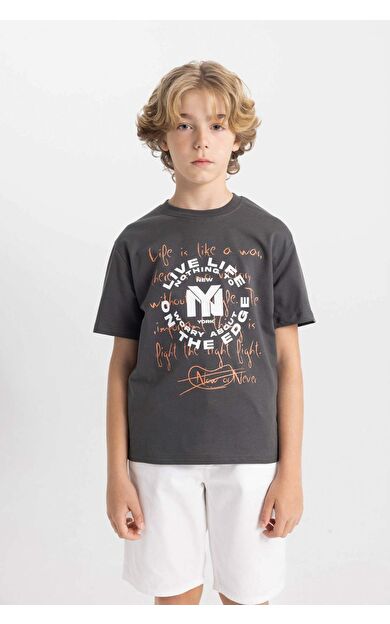 DeFactoFit Erkek Çocuk Regular Fit Bisiklet Yaka Baskılı Kısa Kollu Tişört D0397A824HSAR104