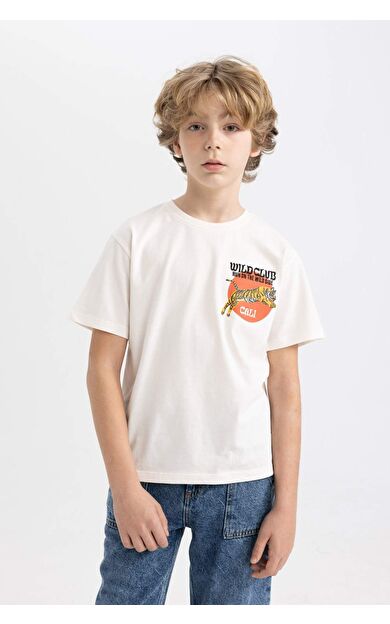 DeFactoFit Erkek Çocuk New Regular Fit Bisiklet Yaka Nakışlı Kısa Kollu Tişört