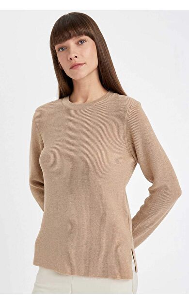 DeFacto Regular Fit Bisiklet Yaka Simli Kumaş Kazak Tunik