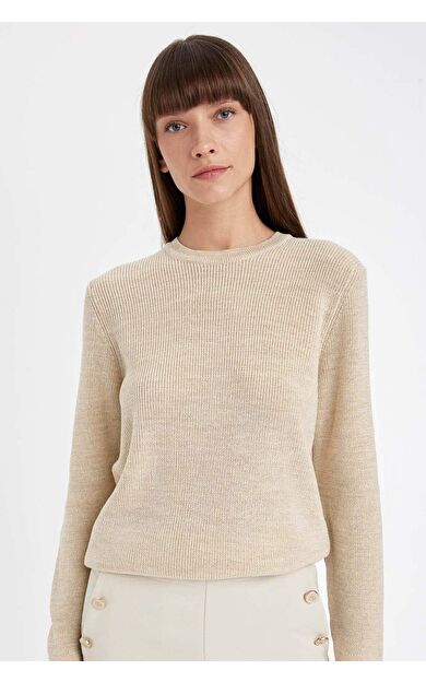 Regular Fit Bisiklet Yaka Simli Kumaş Tunik